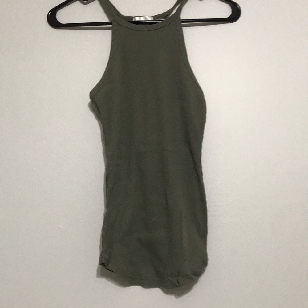 stretchy army green ribbed tank